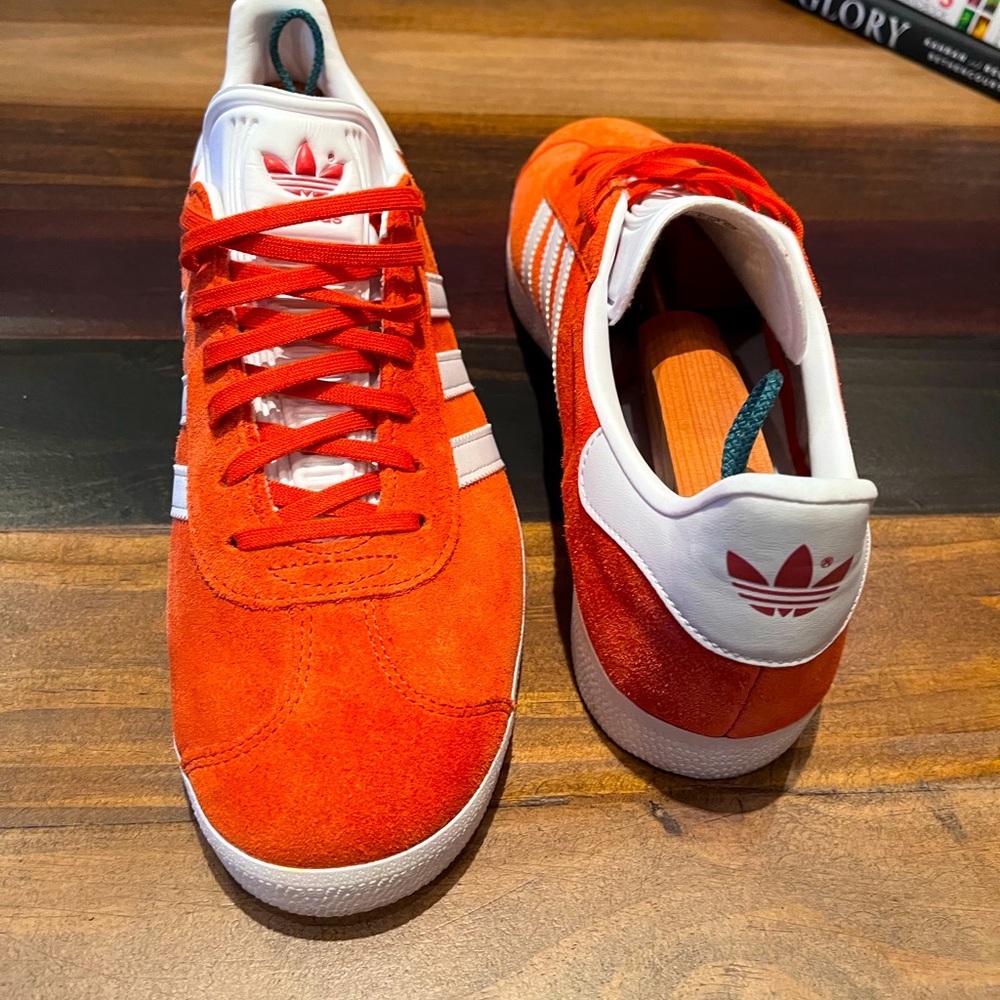 Orange Adidas Gazelles - Gently used, well cared for, Men’s 9.5 US!